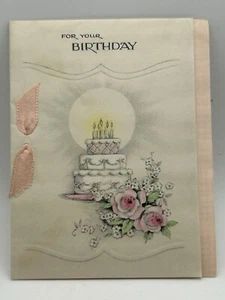 Vintage Geburtstag Grußkarte Volland Satin - Bild 1 von 4