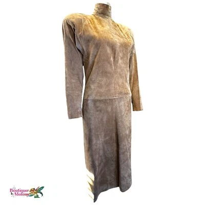 Vestido midi JH Collectibles años 80 gamuza tostada cuello alto botones espalda mujer talla 4 Foto 1 de 4