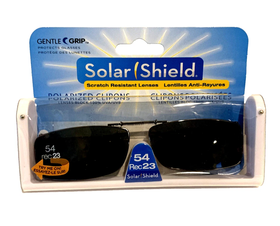 Solar Shield Polarized Clip On 54 rec 23 Black Full Frame Sunglasses NEW!! - Image 1 of 1