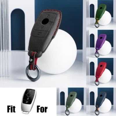 Suede Leather Car Key Case Cover For Mercedes Benz A S C E CLA CLS GCLS GLC AMG Foto 1 de 4
