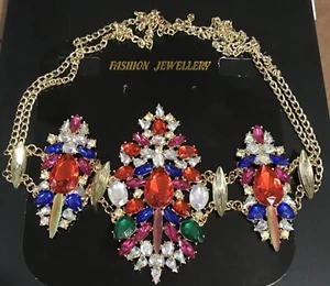 Ladies Red-White-Blue Rhinestone Belt - Picture 1 of 2