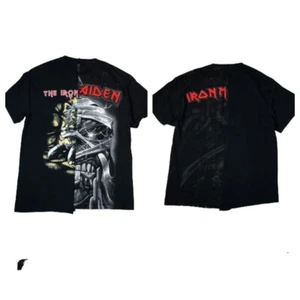 Camiseta Iron Maiden Mash Up Talla L Reciclada Camisas Combinadas Camiseta Negra Funky Años 80 - Imagen 1 de 3