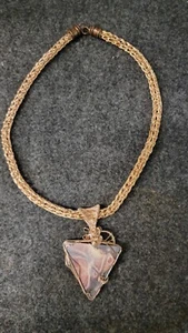 Hand Wrapped Mescalero Jasper Pendant With Hand Wrapped Chain - Picture 1 of 6