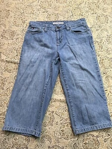 Tommy Hilfiger Womens Designer Blue Denim Shorts Size 2 Embroidered Cute Casual - Picture 1 of 10