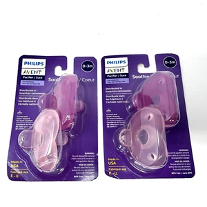 Philips AVENT Soothie Heart Pacifier, 0-3 Months, Pink/Heart Brand New Set of 4 - Picture 1 of 3