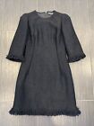 Dolce&Gabanna Black Wool Tweed Fringe Hem Dress Size 40