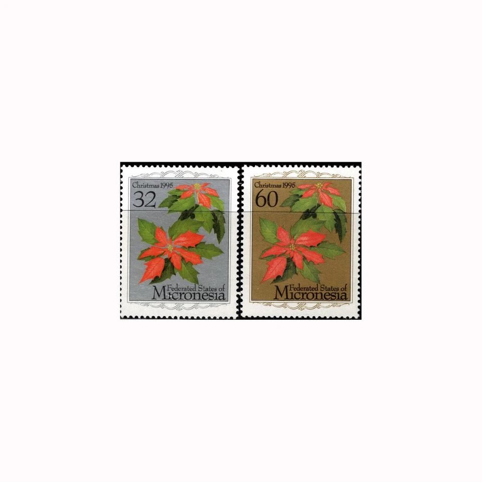 Micronesia, Sc #234-35, MNH,1995, CHRISTMAS, FLOWERS, POINSETTAS Foto 1 de 1