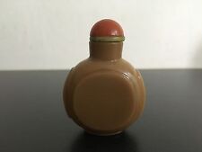 Antique Old Chinese Agate Snuff Bottle With Coral Lid 
