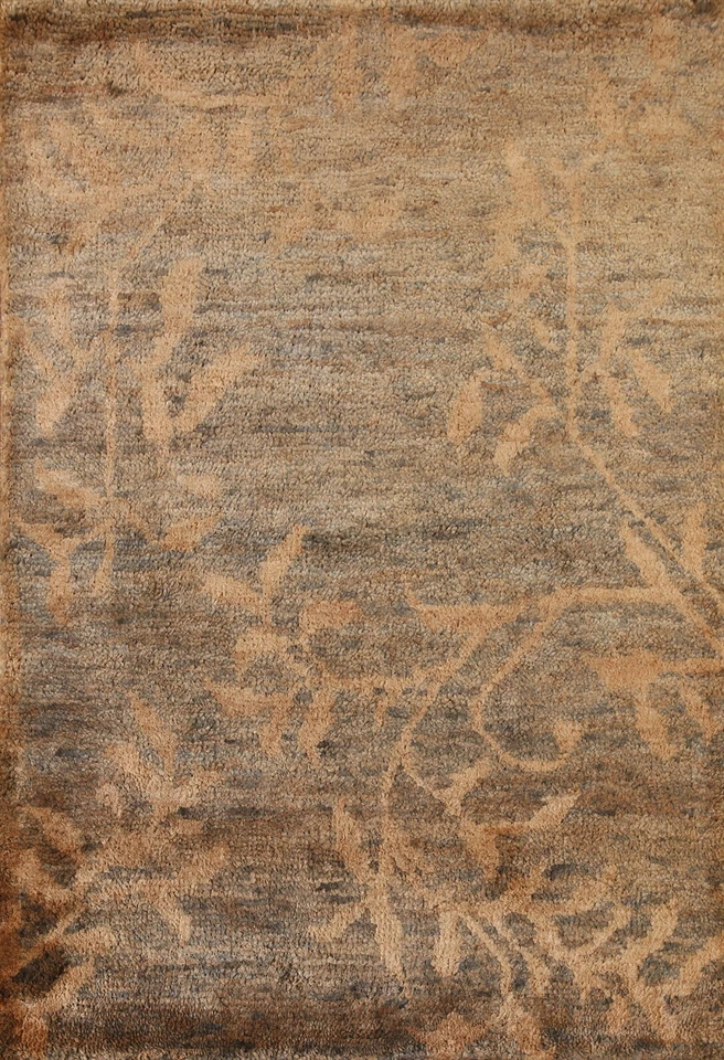 Transitional Nature Print Moroccan Oriental Area Rug 5'x7' Jute Hand-knotted Rug - Image 1 of 4