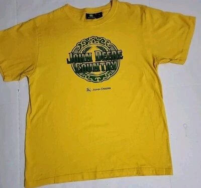 John Deere T Shirt Men's Large Yellow Short Sleeve Crew Neck Foto 1 de 4