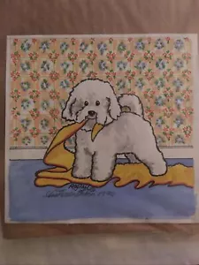 Original ungerahmtes Aquarellgemälde Cockapoo, Maltipoo Hund Welpe signiert Ragtail - Bild 1 von 8