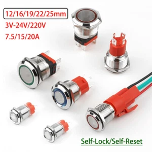 IP66 / IP67 LED Illuminated ON / OFF POWER Button Switch 3V-220V for Car DIY - Picture 1 of 23