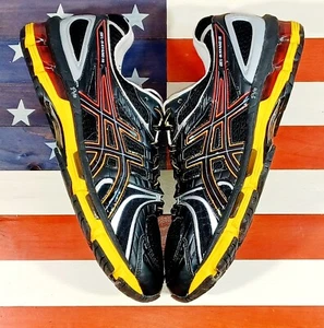 ASICS Gel Kayano 18 Running Shoe Onyx/Black/Yellow VTG 2011 T2C4N-9990 Mens 10.5 - Picture 1 of 9