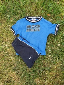 Vintage Nike Little Man Big Athlete Summer Shorts T Shirt Set Size 18 Months 90s - Picture 1 of 8