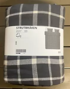 IKEA STRUTBRAKEN Duvet Cover Queen Size And 2 Pillowcases, 240x220 cm grey-check - Picture 1 of 9