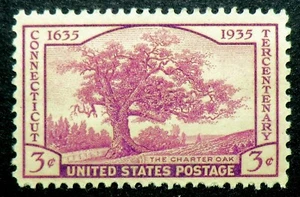 772 MNH 1935 3c Connecticut Charter Oak Hartford Joseph Wadsworth granite shaft - Picture 1 of 1