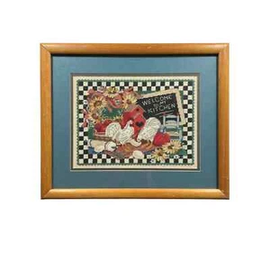 Handmade Framed & Matted Cross Stitch Welcome to My Kitchen - Picture 1 of 2