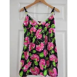 BetseyVille by Betsey Johnson Y2K Vintage Black Rose Nachthemd Gr. XL Schlaf - Bild 1 von 6