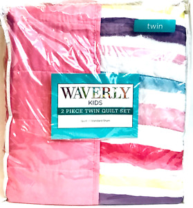 Waverly Kids Fruit Loop Stripes Pink 2 Piece Twin Quilt Set With Sham Polyester