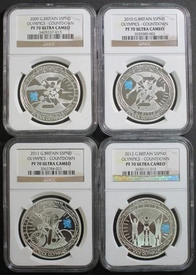 2009- 2012 LONDON OLYMPIC COUNTDOWN SILVER PIEFORT NGC PF70 4 COIN SPECIAL SET - Image 1 of 2