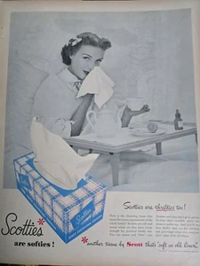 1951 Box Scott Scotties Bathroom Tissues Soft As Old Linen Vintage Ad - Picture 1 of 1