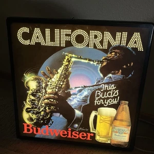 Vintage California Jazz Saxophone Beer Sign Bar Lighted Rare Budweiser Pub Music - Picture 1 of 13