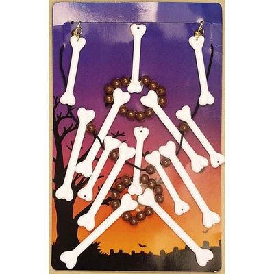 NET TOYS Knochenschmuck Schmuckset Knochen Kannibale Kette Urmensch Steinzeit Kostüm