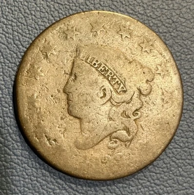 Ficha de burdel de centavo grande de 1829 - Ficha de burdel tallada crudamente Foto 1 de 4