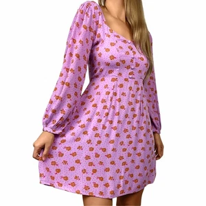 Billabong Heartland Mini Dress Size S Purple Floral Soft Girl Princess Romantic - Picture 1 of 15