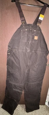 Carhartt Men's Work Duck Bib Overall Canvas Brown 50 x32 Carpenter Relaxed - Image 1 of 4