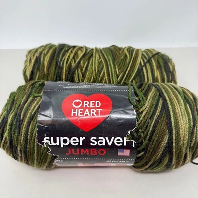 Red Heart Super Saver Jumbo Yarn Lot Camouflage #0971 Worsted Acrylic - Image 1 of 4