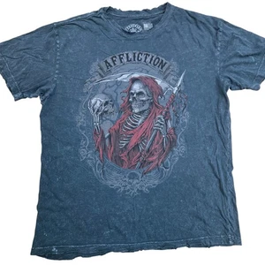 Affliction Vtg Y2K Mens XL Reaper Distressed Destroyed t Shirt Grunge skull - Picture 1 of 9