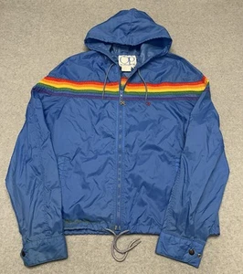 VINTAGE Ocean Pacific Full Zip Windbreaker Jacket Rainbow Blue Men’s Size L OP - Picture 1 of 9