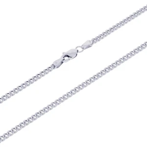 10K White Gold 3mm Miami Cuban Link Chain Italian Necklace Mens Women 18" - Picture 1 of 11