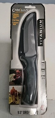  Camillus 9.5" Titanium Bonded Drop Point Fixed 4.5" Blade Knife W/Sheath NIP - Image 1 of 2
