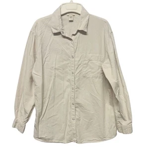 Blusa Top Camisa J. Jill Marfil Crema Clara 100% Algodón Abotonada a Presión Talla Pequeña - Imagen 1 de 6