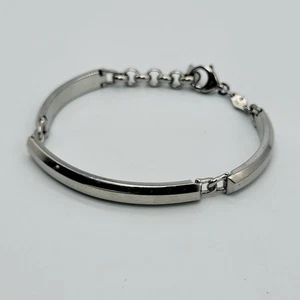 Pulsera de eslabones de barra Fossil para mujer tono plata pulsera de moda - Imagen 1 de 9