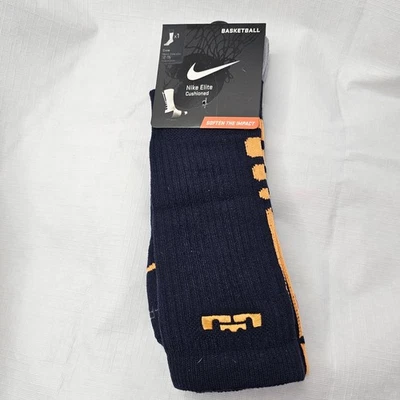 NIKE ELITE Basketball Crew Socks SX4696-481 LeBron James XL 12-15 Navy Orange DS - Image 1 of 4
