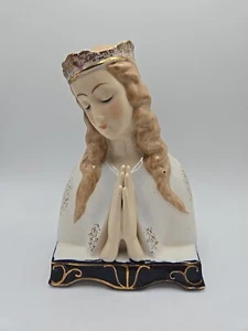 Vintage PRAYING VIRGIN MARY / MADONNA W/Crown RARE Ceramic Planter 6" - Picture 1 of 6