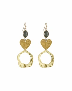 Pendientes de corazón abstractos lineales chapados en oro de 14 quilates ¡¡¡LINDOS!!! Nuevo con etiquetas - Imagen 1 de 5