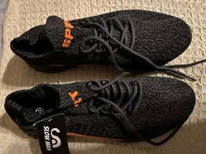 Slow Man Men’s walking sneakers in gray and orange - Picture 1 of 8