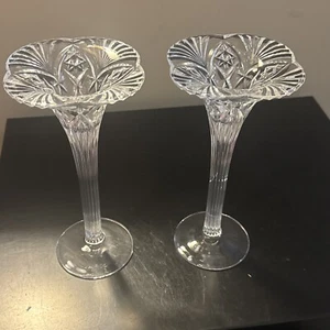 2 Cristal D’Arques J.G. Durand Lead Crystal France Candlestick Holders 8" - Picture 1 of 18