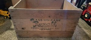 Caja de envío de madera de doble cara Rexall United Drug Co tamaño inusual raro - Imagen 1 de 8