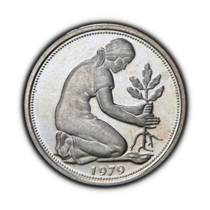 GERMANY. 1979, 50 Pfennig, D - Munich, Trümmerfrau, Woman Planting Oak Proof 1 - Picture 1 of 3