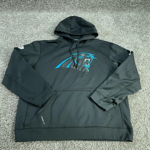 Carolina Panthers Sweatshirt Mens Large Black Pullover Hoodie NFL Football Nike Cover