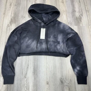 Dance & Marvel Womens Gray Hoodie Cropped Sweatshirt Long sleeve Sz S oversized - Picture 1 of 11