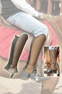 Caballos de gamuza marrón reversibles de cuero marrón/media tiras - Imagen 1 de 2