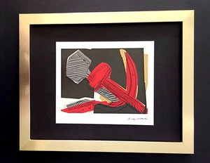 ANDY WARHOL + SIGNED 1984 "SICKLE & HAMMER" PRINT MOUNTED & FRAMED + BUY IT NOW! - Picture 1 of 3