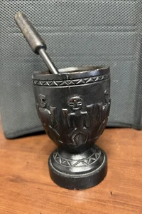 Primitive Carved Wooden Mortar & Pestle - Picture 1 of 11