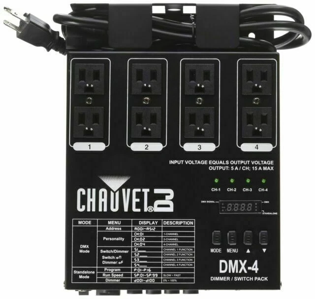CHAUVET DMX-4 LED 4 Channel DMX DJ Lighting Switch Dimmer - Relay Pack
